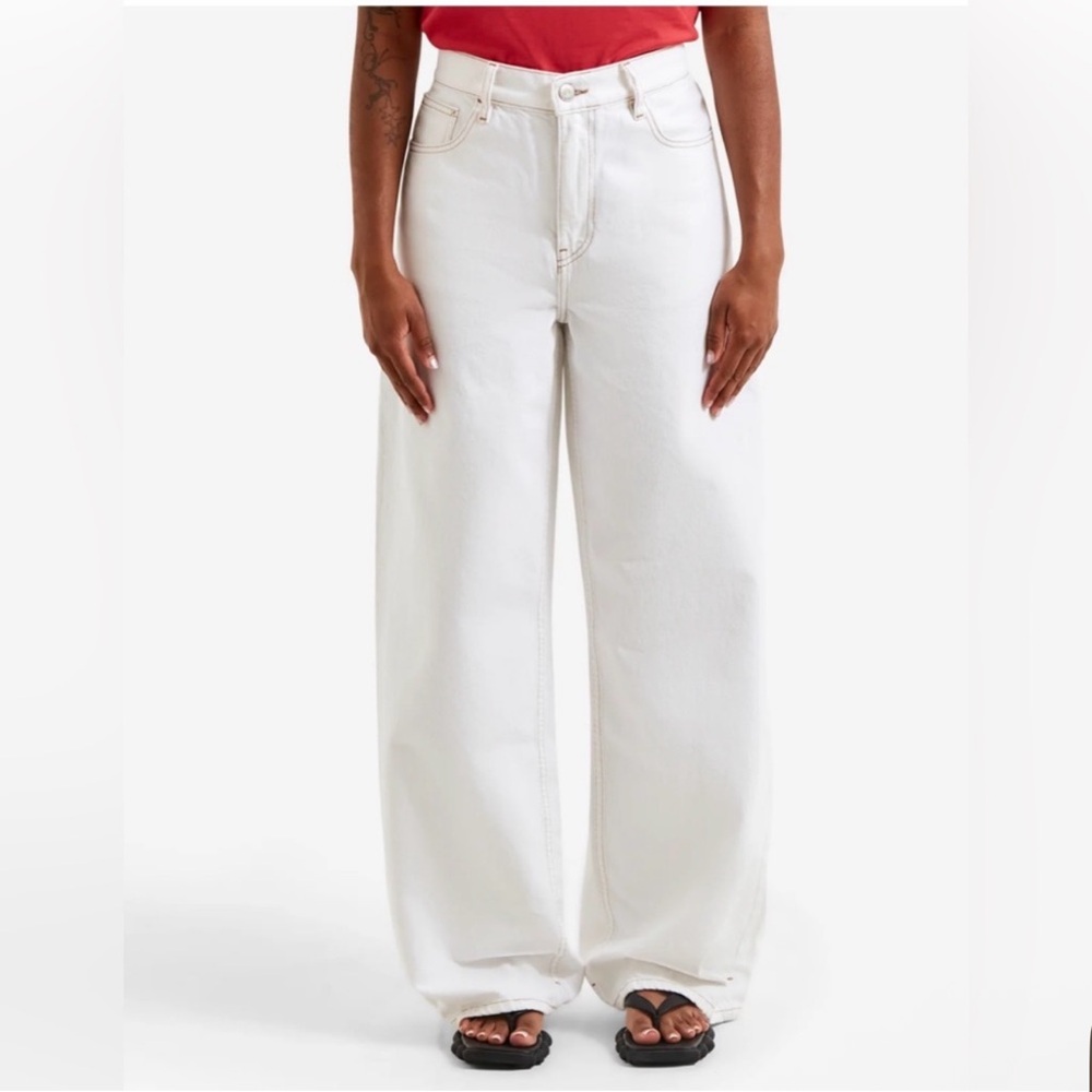 DALA Sling Wide Leg Loose Fit Jeans - White Optico (Cream) - Size 31